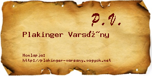 Plakinger Varsány névjegykártya